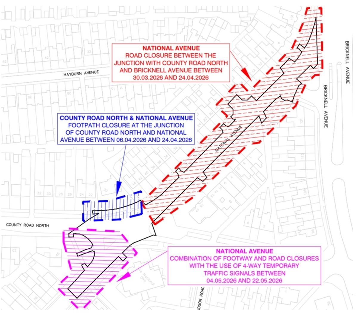 Details of the roadworks scheme at the National Avenue/County Road North junction in Hull