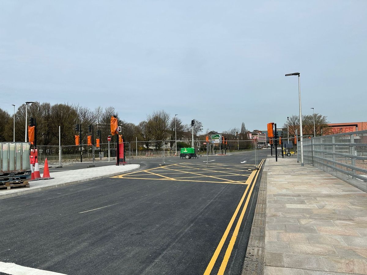 Looking North towards Ferensway on the new overpass