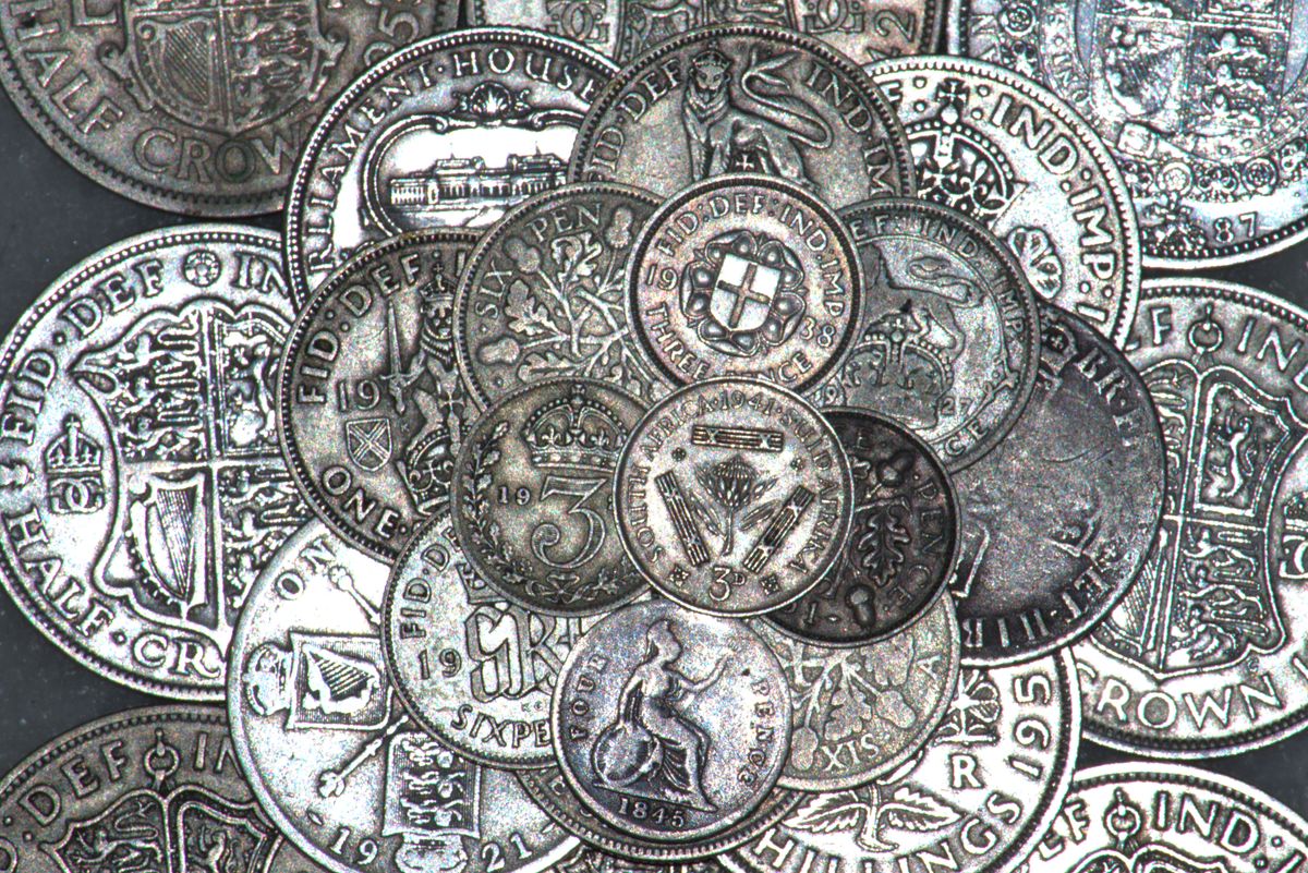 Image of a selection of pre-decimal British silver coins