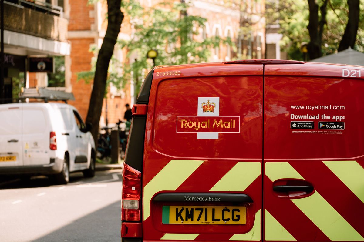 London, United Kingdom - 28 April, 2025: Detail of a Royal Mail van in a city street