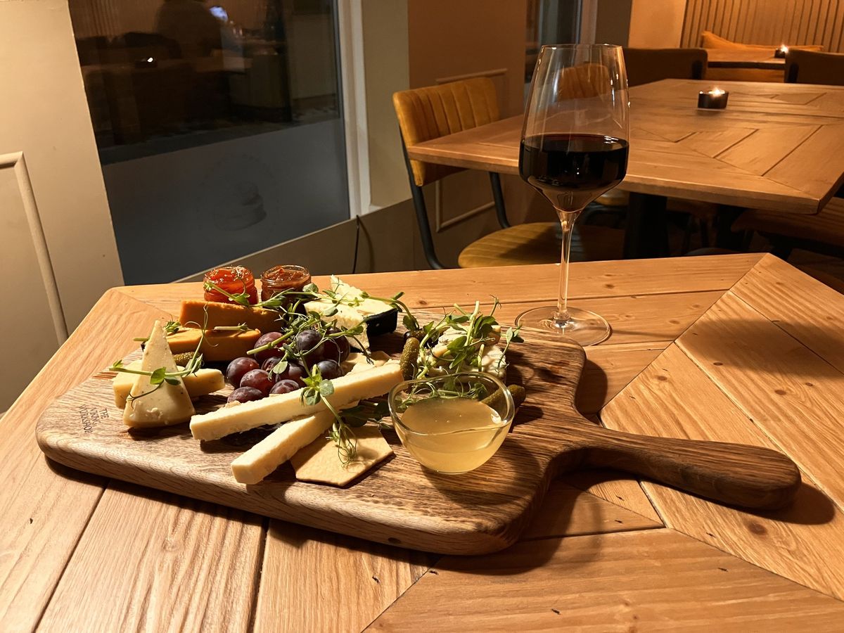This cheese board for two people also came with a basket of ciabatta bread