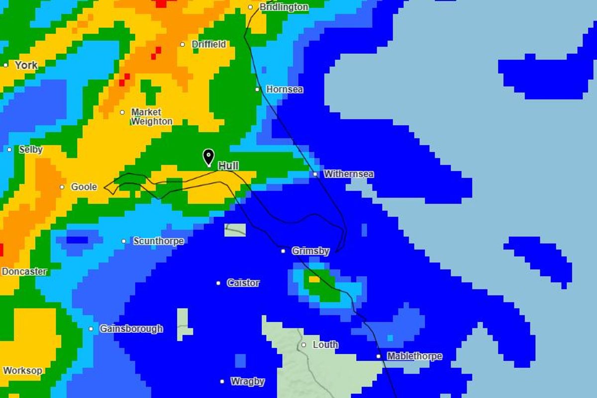Met Office radar forecast for around 7pm on Thursday, March 12