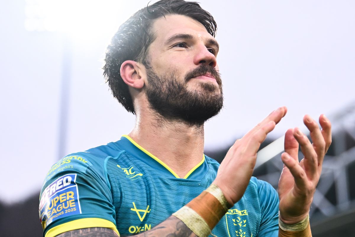 Oliver Gildart celebrates Hull KR's win over Huddersfield Giants.