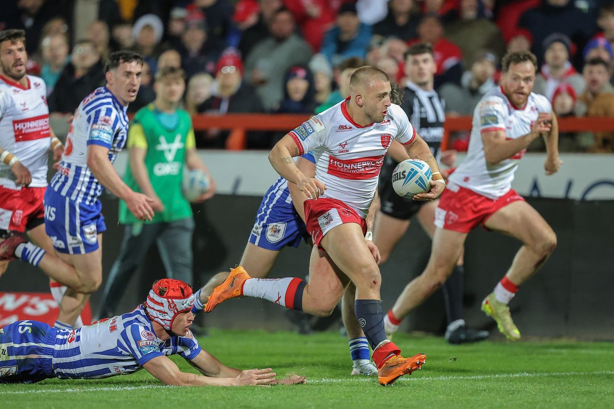 Mikey Lewis of Hull KR in action during the Super League match against St Helens