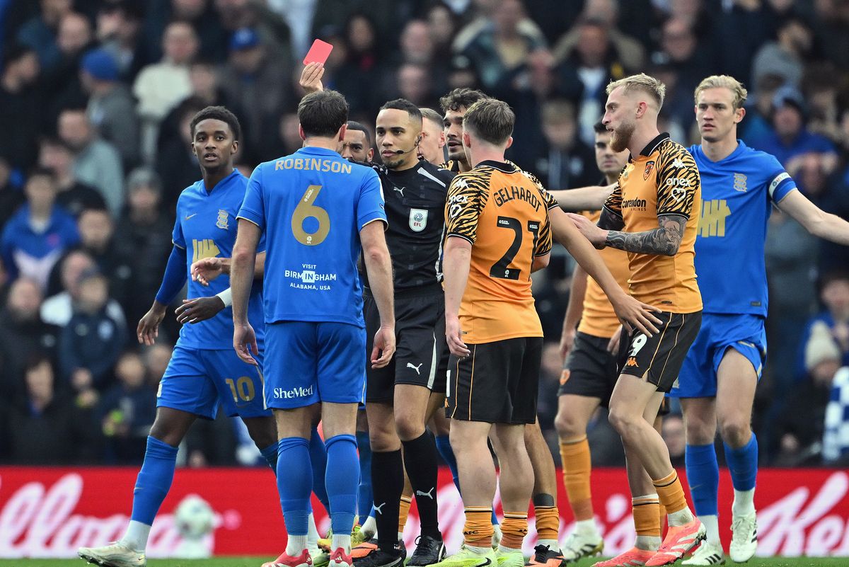 Referee Ruebyn Ricardo, sent Jack Robinson off against Hull City back in October