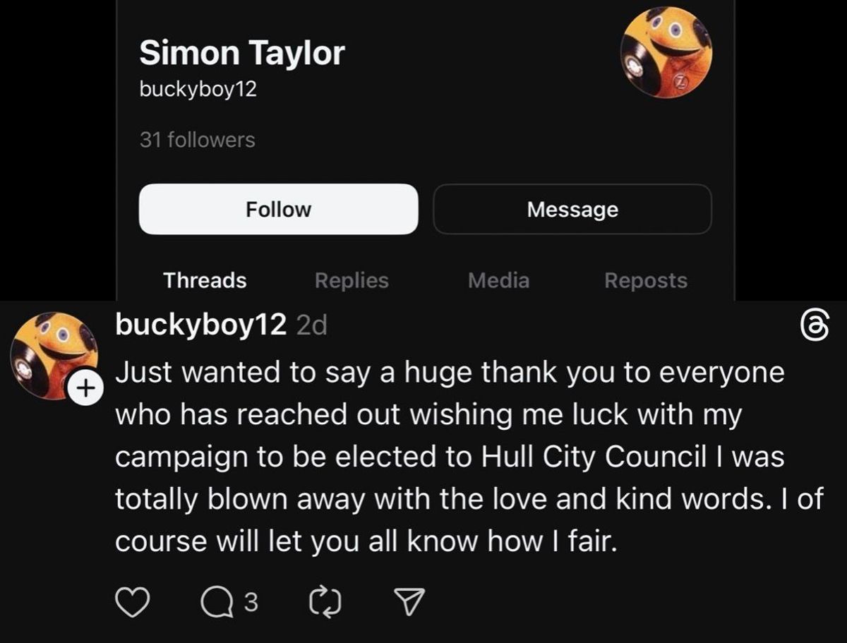 The account had a picture of Mr Taylor meeting Nigel Farage in Hull