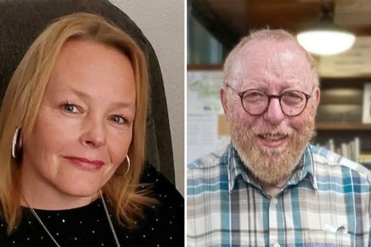 Tribute images of Nicola Welsh, left, and Keith Mawer
