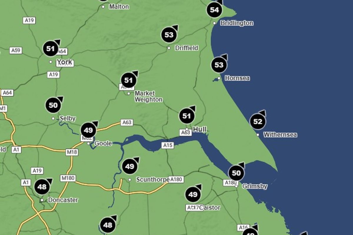 The winds forecast for Saturday evening