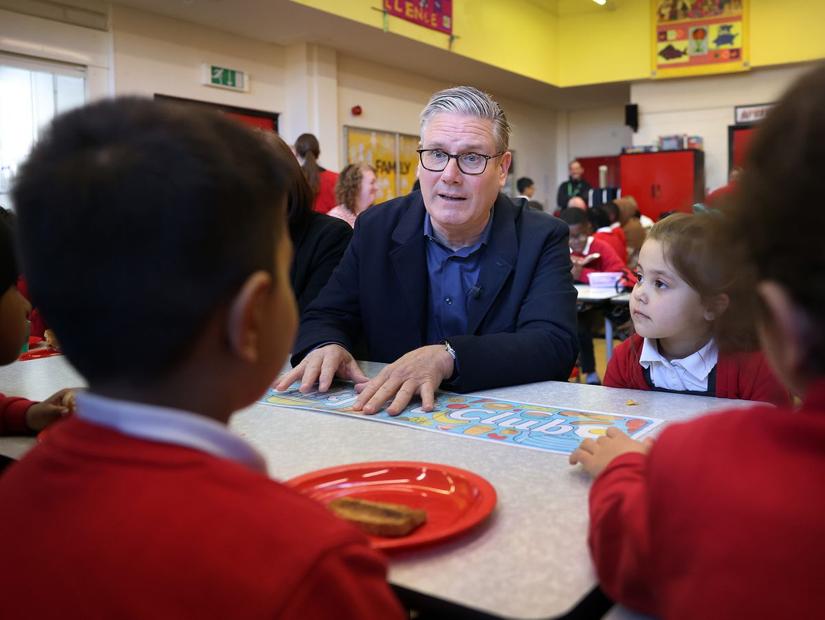 Prime Minister Sir Keir Starmer at a breakfast club in Greater Manchester