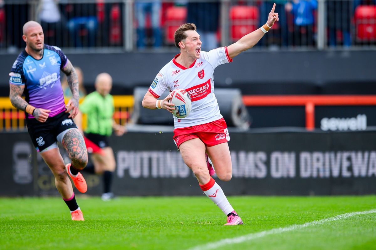 Hull KR's Jack Broadbent opens the scoring against Hull FC.