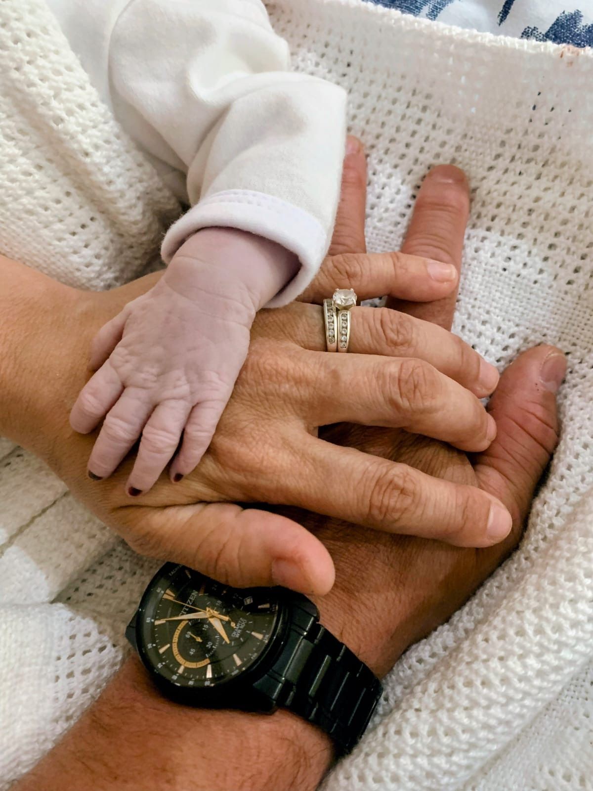 Karla and Gareth Marrow treasure this photo taken of their hands