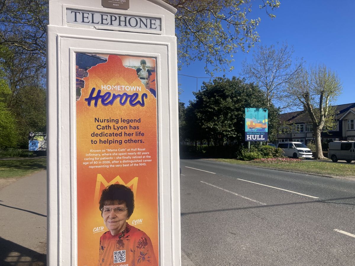 30/04/26 - KCOM has revealed the nine Hometown Heroes who will be honoured with iconic cream phones boxes named after them. The East Yorkshire-based communications company has been inundated with nominations from the public since it launched its campaign to find inspirational local heroes earlier this year. Legendary Hull nurse 'Mamma' Cath Lyon's K6 kiosk in Kingston Road, Willerby