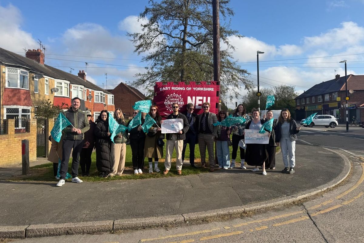 NEU members stage industrial action outside Hessle Penshurst Primary School.