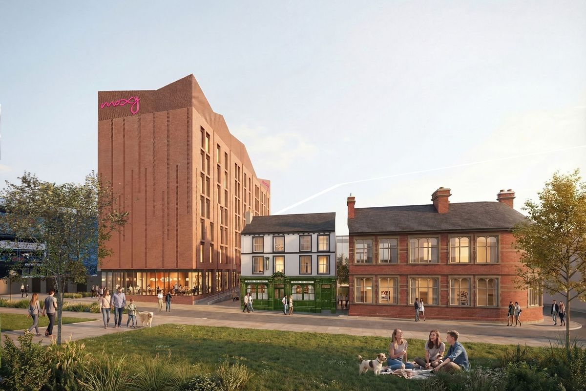 How the planned hotel would look next to the restored Castle Buildings and former Earl De Grey pub.