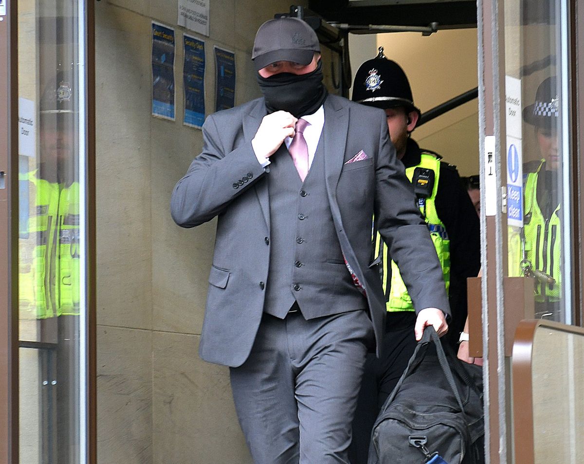 Robert Bush leaving Hull Crown Court - he has been bailed until his sentencing