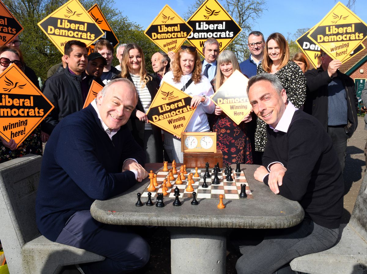 Ed Davey and Mike Ross at Pearson Park