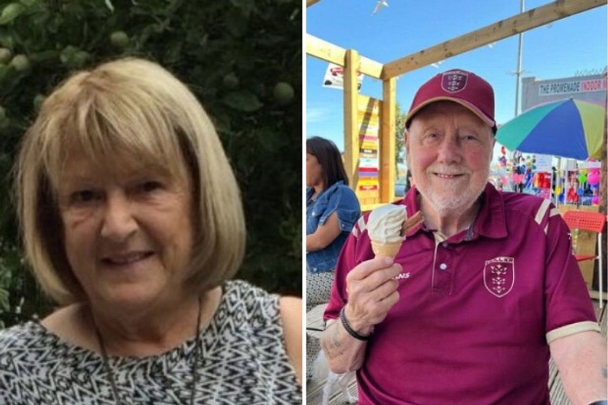 Tribute images of Doreen Black, left, and Peter Leonard