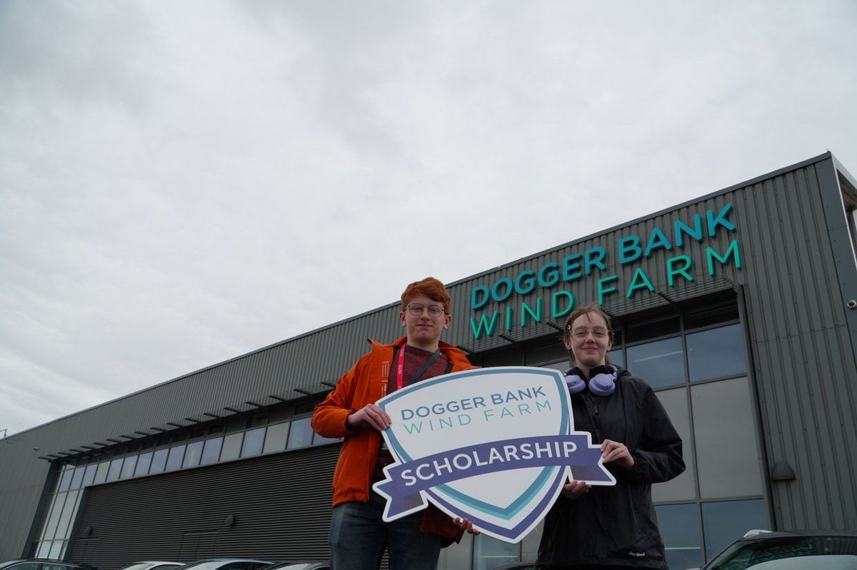 Two Dogger Bank Wind Farm scholarship recipients at a celebration event held in April 2026