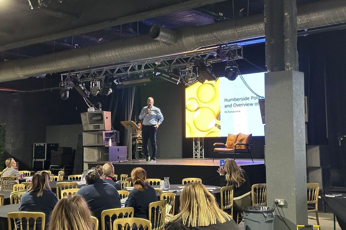 Humberside Police's DS Richard Kirk on stage at the event