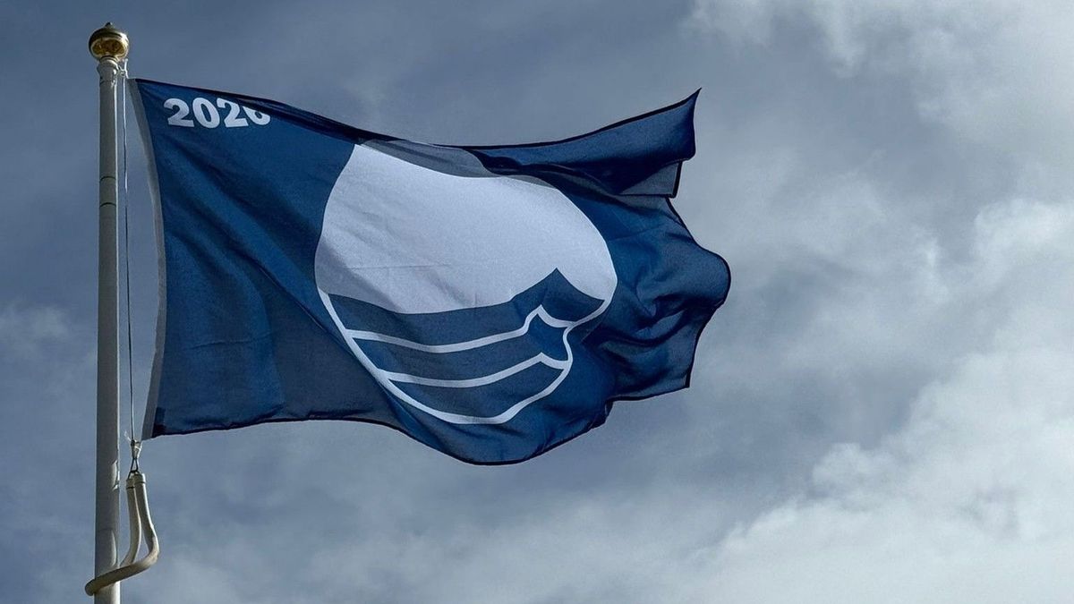 The 2026 Blue Flag flying in Hornsea