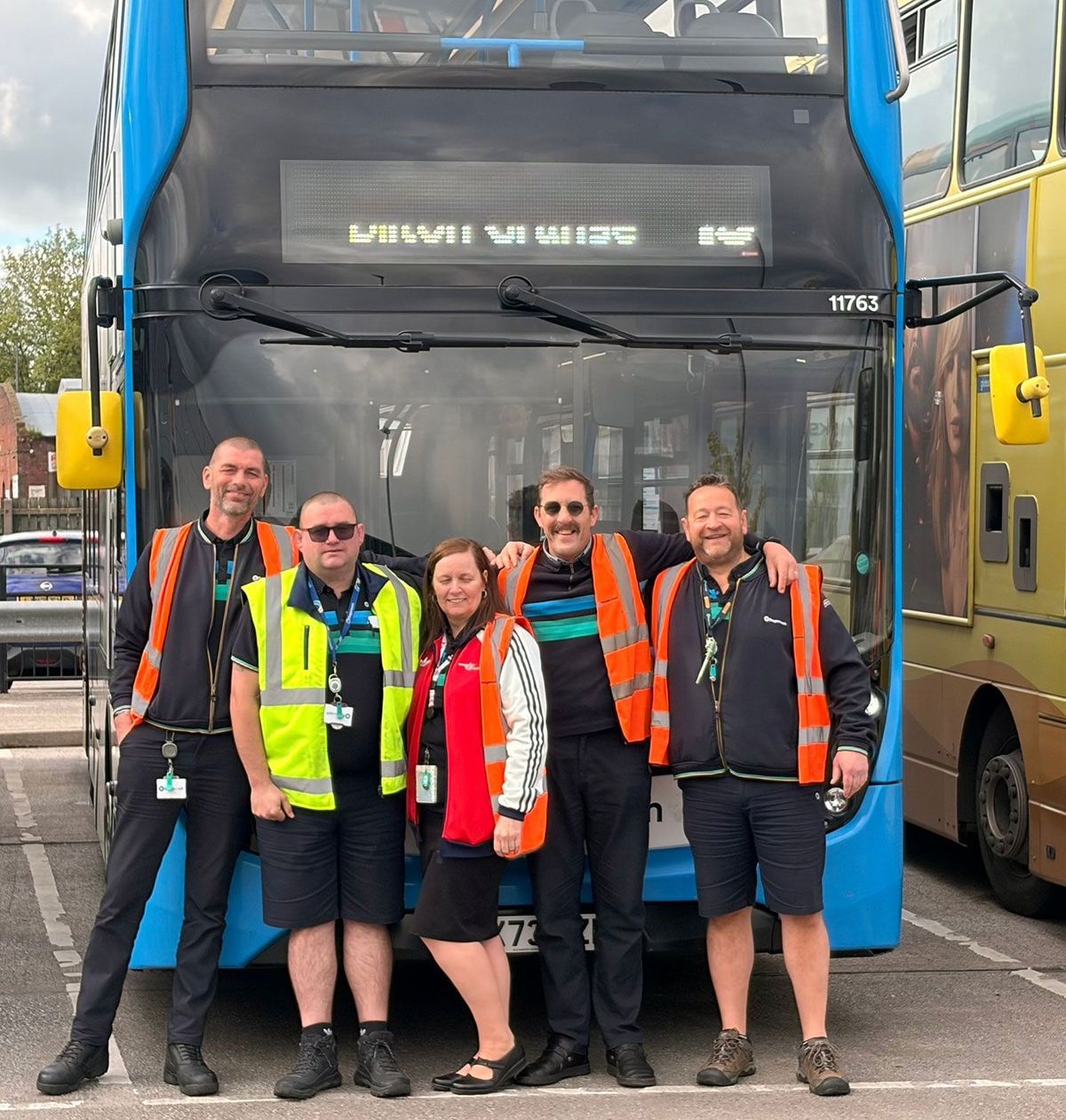 James Bell, centre right, health and wellbeing rep at the Hull depot, with members of the the Stagecoach team