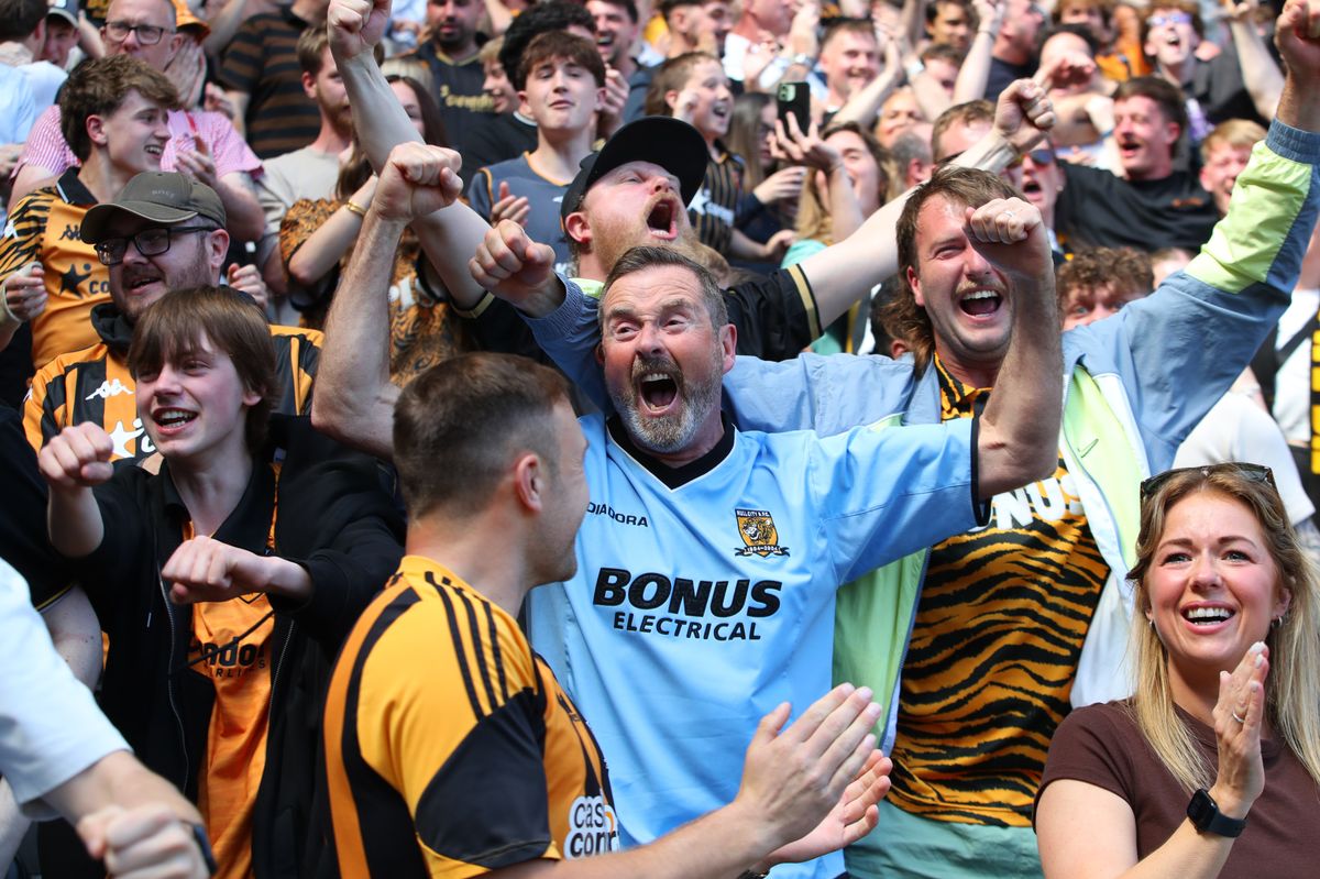 Hull City fans celebrate at the MKM Stadium