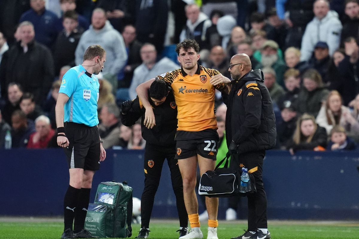 Hull City's Kyle Joseph went off injured at The Den