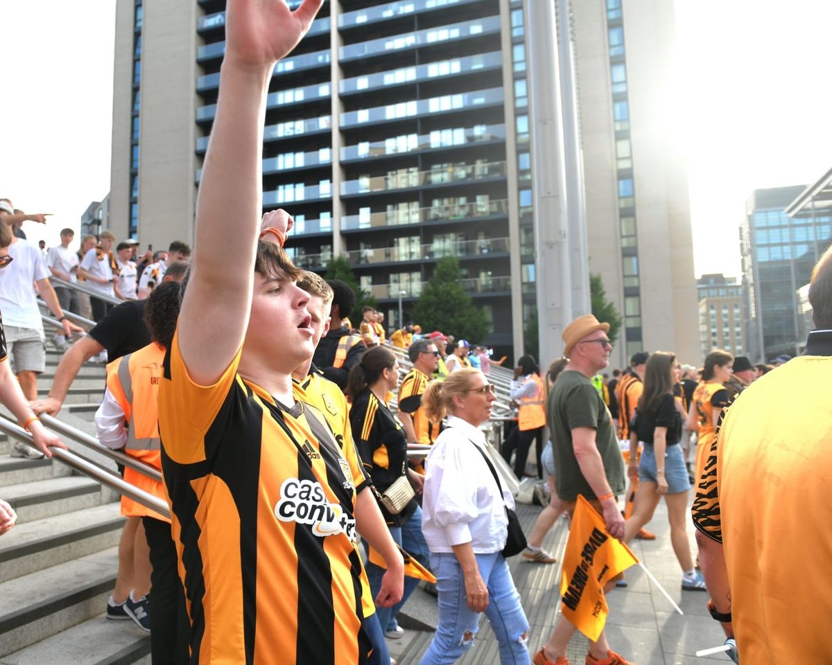 Hull City fans outside of Wembley