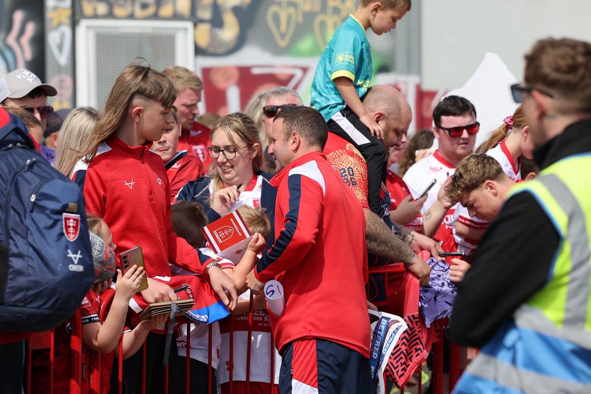 Willie Peters greets Hull KR fans as the Robins begin their journey from Craven Park to Wembley