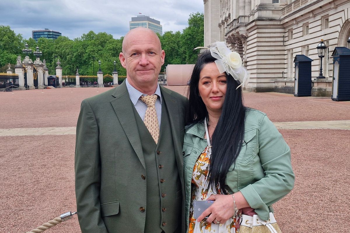 Andreea Salvage and her husband Richard Salvage at the Royal Garden Party