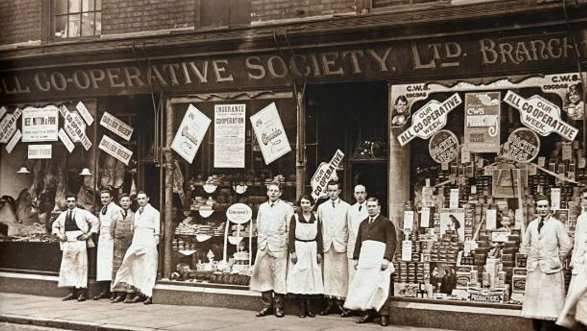 77-79 Charles Street, now the co-operatively owned The New Clarence pub, as a Hull Co-operative Society store in the 1930s — the building has served the community for nearly a century