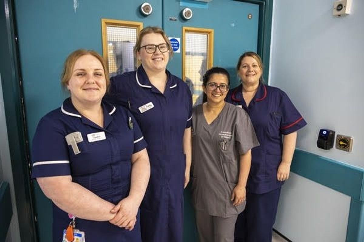 From left, Caroline Altun, Neonatal Unit Manager; Emily Hunter, Neonatal Clinical Governance Nurse; Consultant Neonatologist Dr Aparna Manou; NICU Matron Francesca Matthews