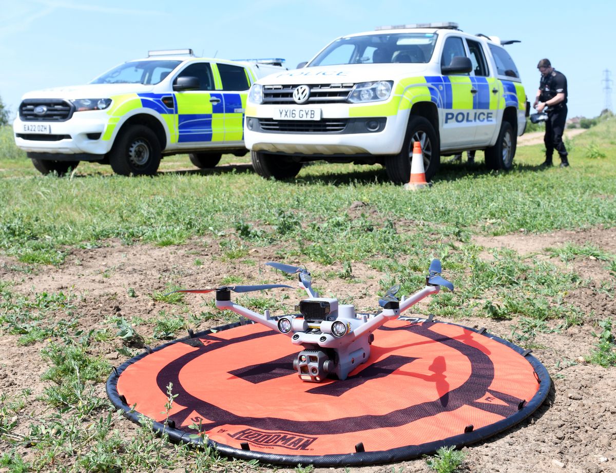 A police drone set for deployment near Dragonby on Humberside Police's Op Yellowfin Day of Action on May 28