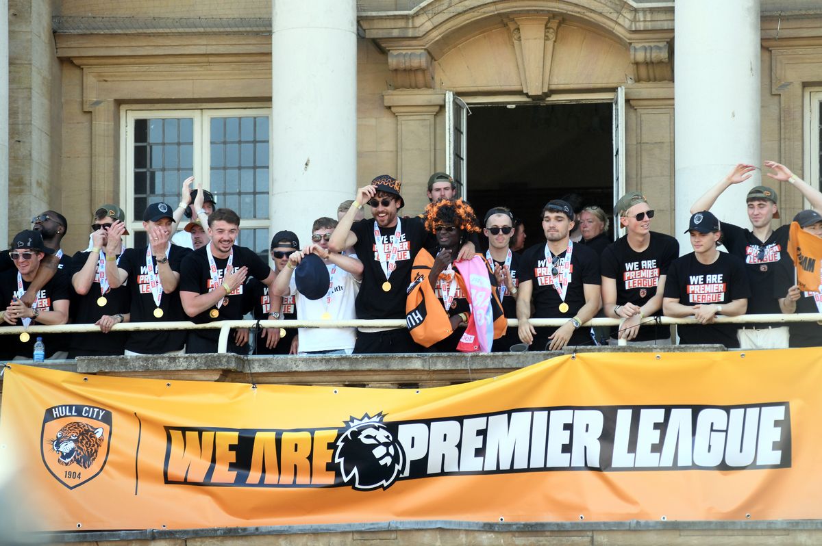 Hull City FC celebrate winning the Championship Play Offs with a Victory Parade.