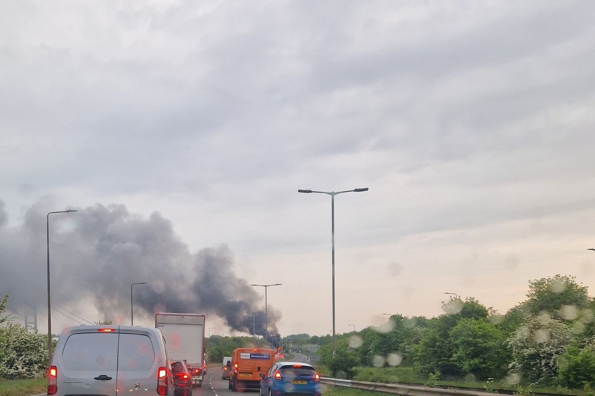 A bus was on fire this morning