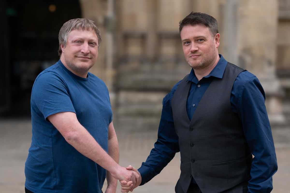 John Story (left) with Stephen Orridge, Executive Director at Pepperells