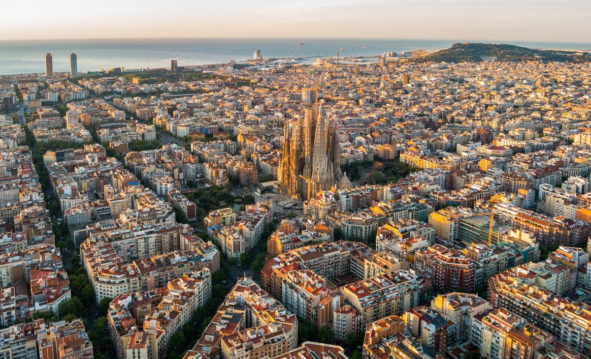 Barcelona's Grid pattern truly comes to life when viewed from above.