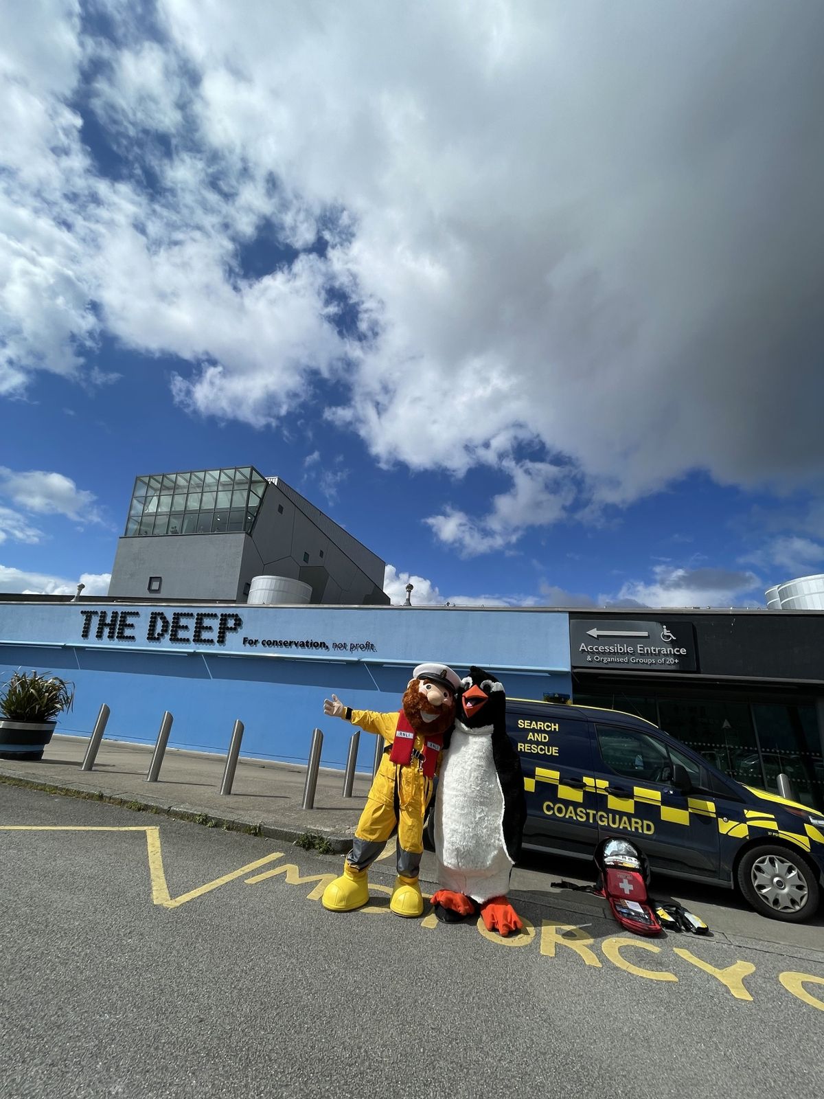 RNLI mascot with The Deep mascot