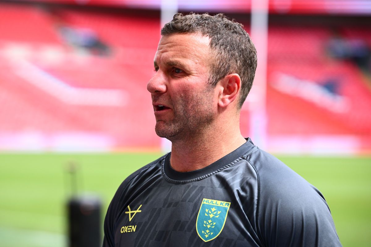 Hull KR head coach Willie Peters speaks with media at Wembley during his side's Captain's Run.