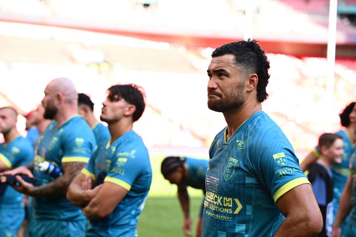 Hull KR's Peta Hiku dejected after his side's loss to Wigan Warriors