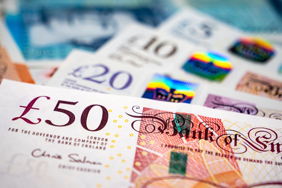 Close up of British banknotes (stock image)