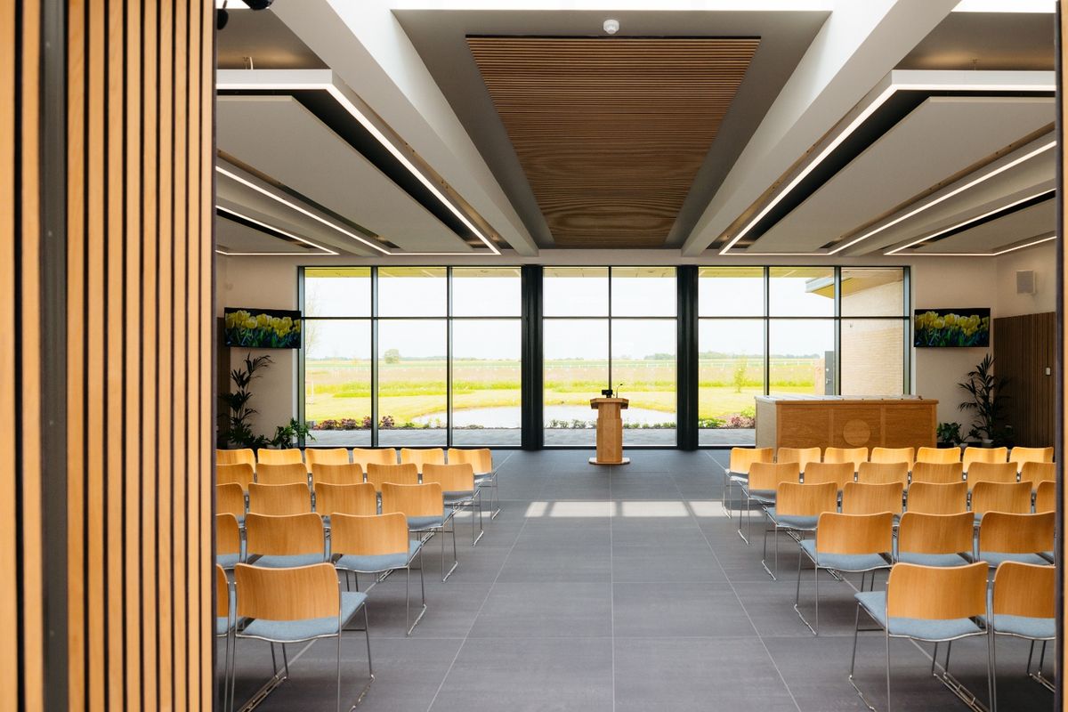 The Oak Hall inside Lelley Fields crematorium in Holderness