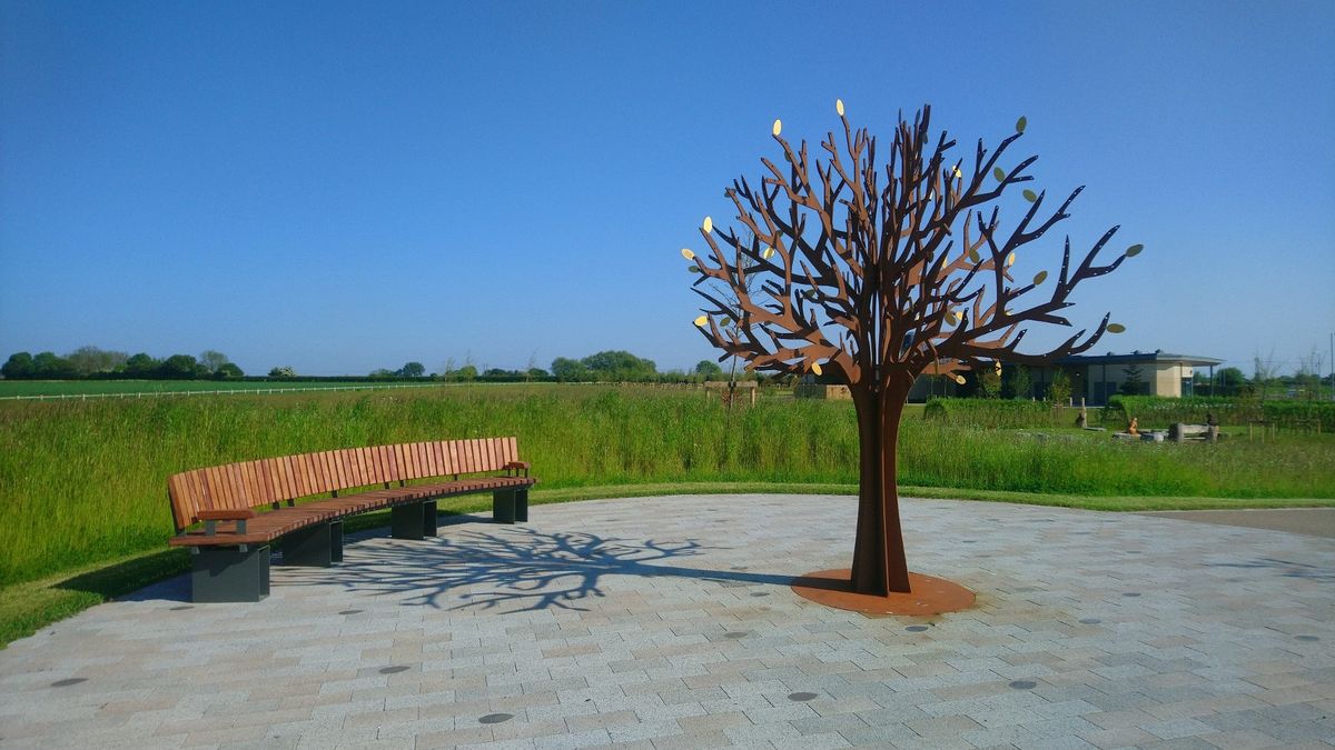 Seating in the memorial garden