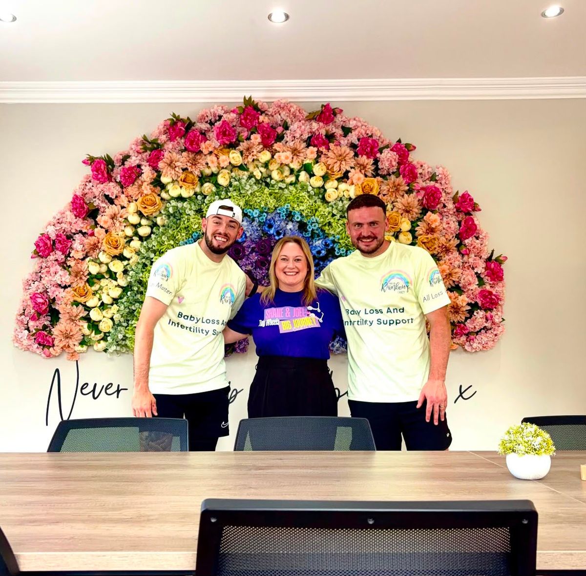 Joel, left, and Shane, right, have raised thousands for baby loss charity Chasing Rainbows