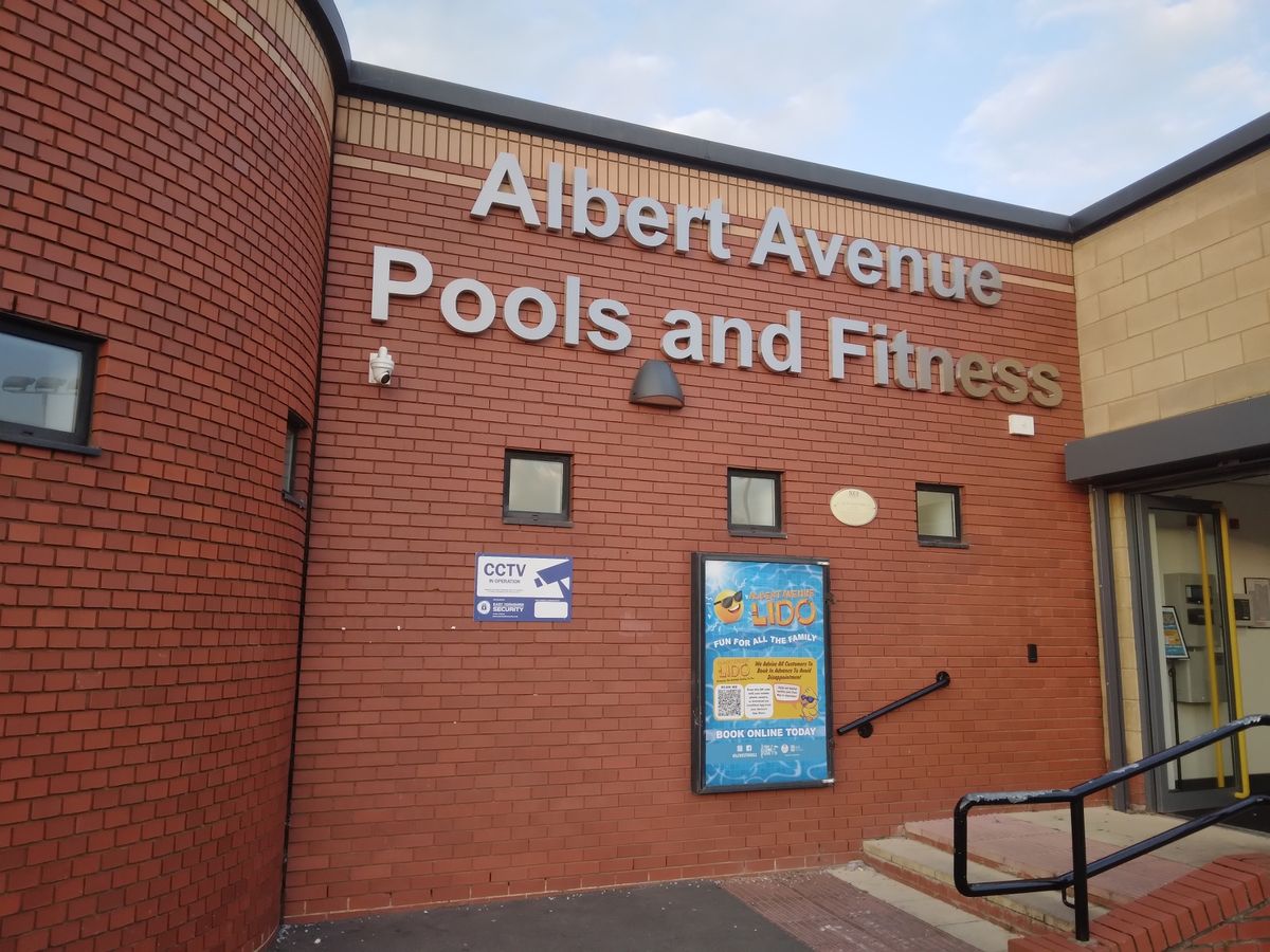 Albert Avenue Pools, including lido, entrance - the Labour motion calls the opening of the lido here a 'great success'