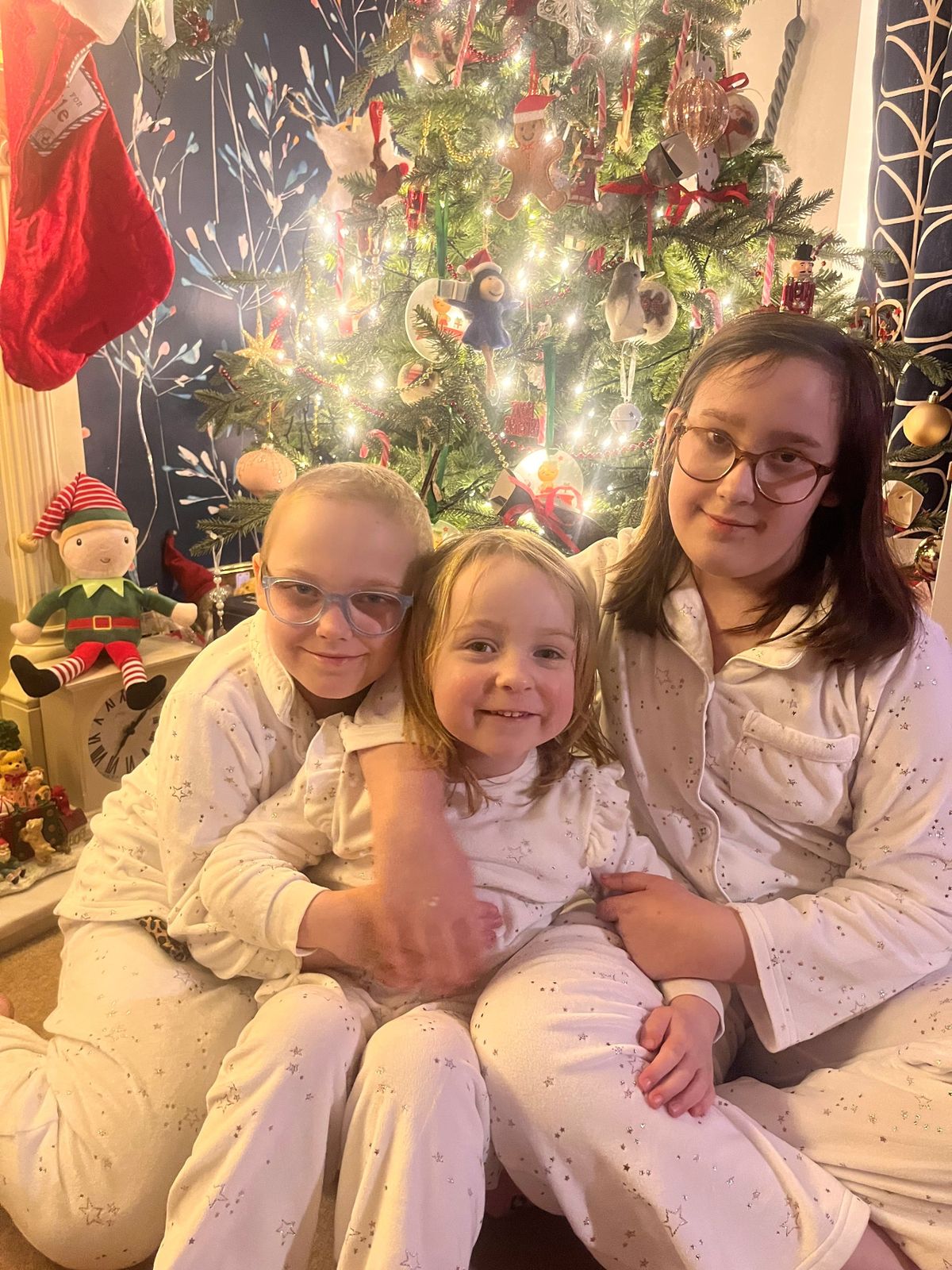 Sisters Daisy, Annie and Penny together at Christmas 2025