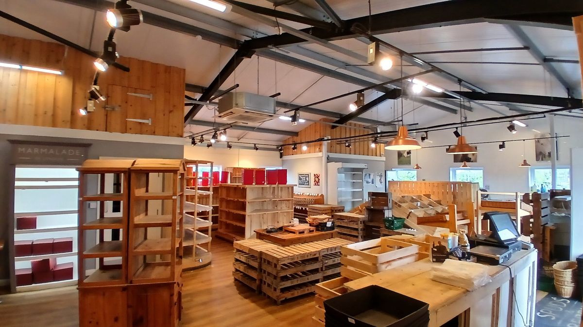 Inside Spuds & Berries farm shop which is up for sale
