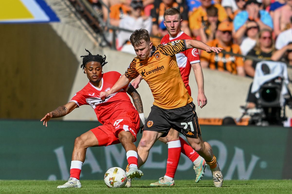 Joe Gelhardt in action for Hull City in the play-off final win over Middlesbrough