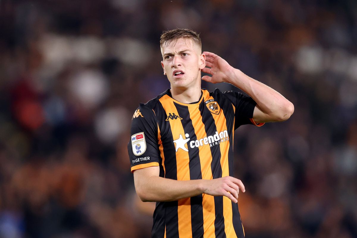 Liam Delap during his loan spell at Hull