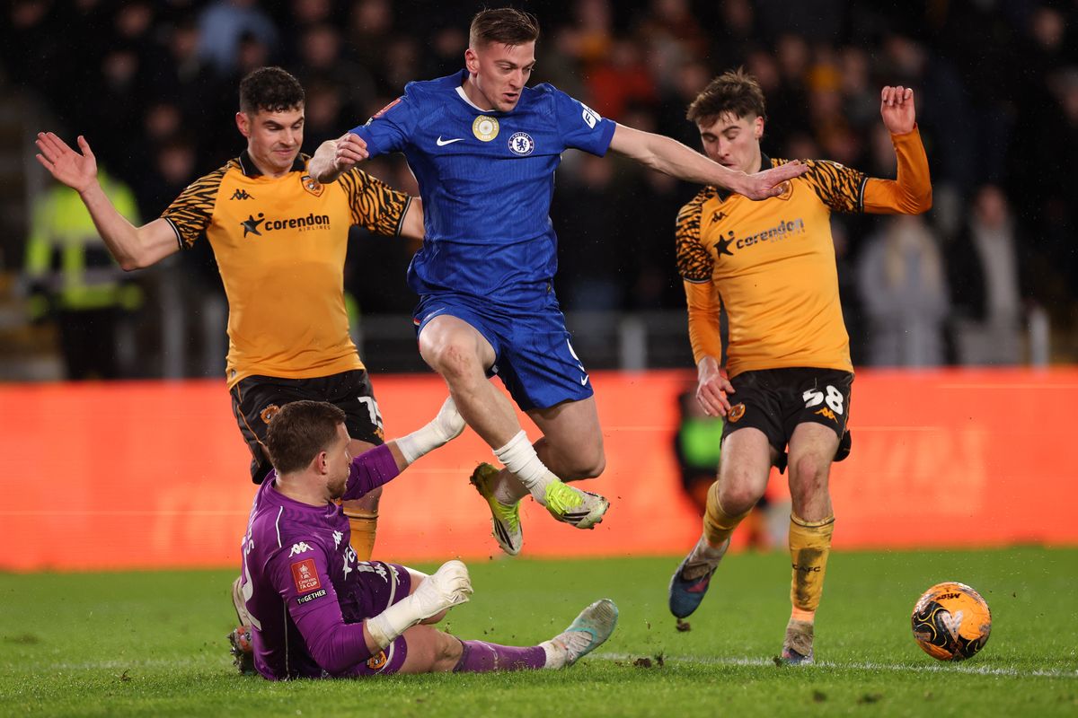 Liam Delap played in Chelsea's 4-0 FA Cup win at the MKM Stadium back in February